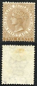 Straits Settlements SG11 2c Brown Wmk Crown CC M/M Cat 70 pounds