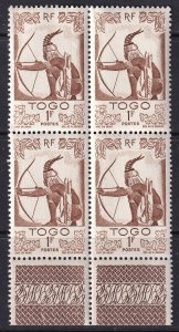 Togo 1947 Sc 313 margin block MNH**