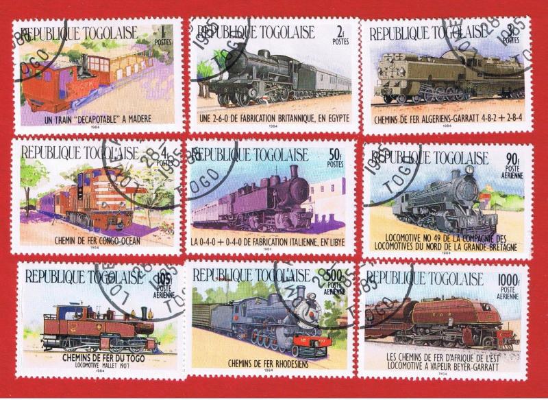 Togo #1264-1272 VF used  Locomotives Free S/H