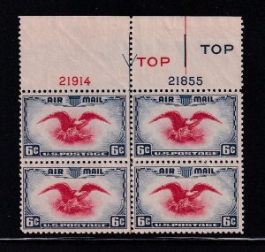 1938 Airmail 6c Sc C23 bi-color eagle and shield MNH plate block Type 1 (26