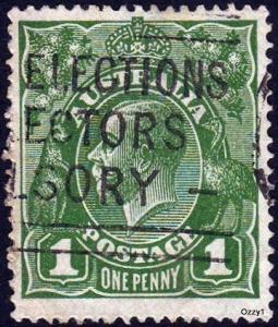 Australia 1924 Sc#23, SG#76 1d Green KGV Head USED.