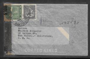 Just Fun Cover CHILE #C36,C45 on NOV/10/1943 Airmail Cover (my1389)