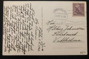 1942 Stockholm Sweden Picture Postcard cover PPC To Vattholma Retreat