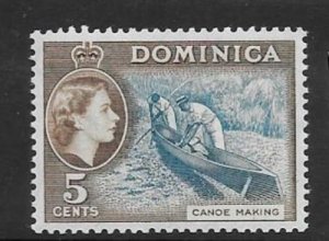 DOMINICA SG147 1957 5c LIGHT BLUE & SEPIA BROWN MTD MINT 