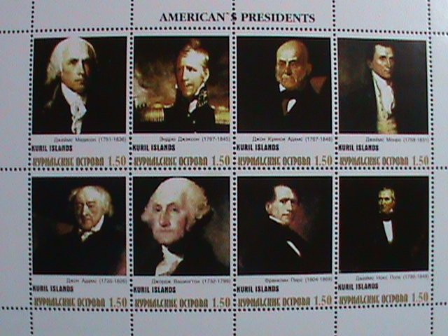 KURIL ISLAND -AMERICAN PRESIDENTS -MNH SHEET. VERY RARE PLEASE WATCH CAREFULLY