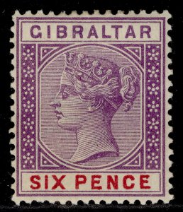 GIBRALTAR QV SG44, 6d violet & red, M MINT. Cat £45.