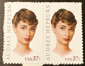 US # 3786 Audrey Hepburn pair 37c 2003 Mint NH