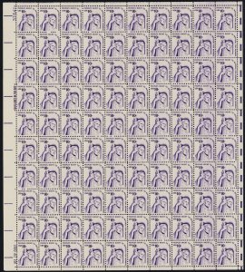 Peoples Rights Sheet of One Hundred 10 Cent Postage Stamps Scott 1592