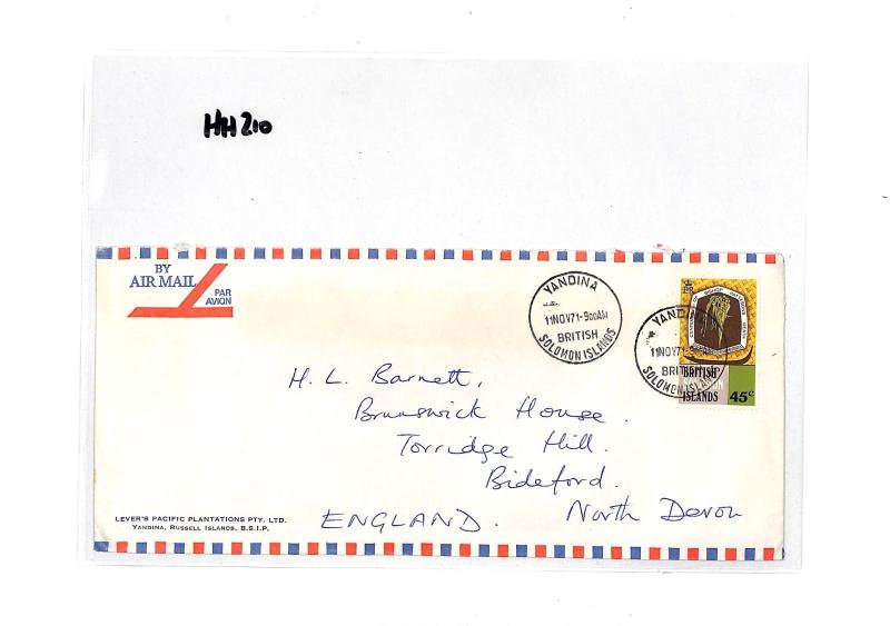 British Solomon Islands Yandina GB Airmail Cover {samwells-covers}PTS 1977 HH210