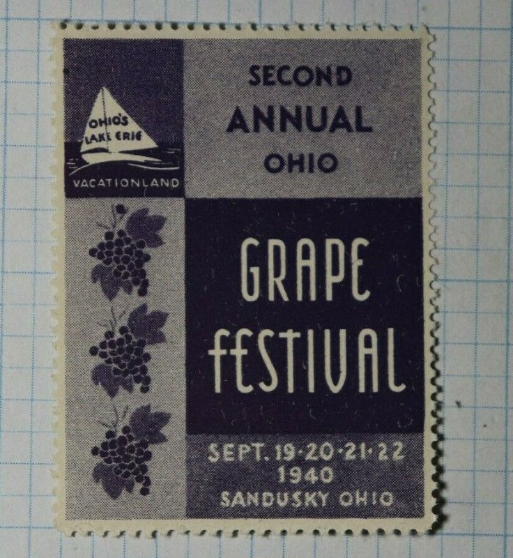 Grape Festival OH 1940 Company Brand Poster Stamp Ad