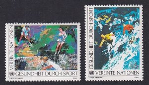 United Nations Vienna  #84-85  MNH 1988 health in sports paintings tennis skiing