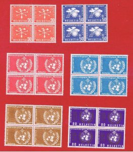 Switzerland #8O5 /8O13  MNH  OG blocks of 4   WMO     Free S/H