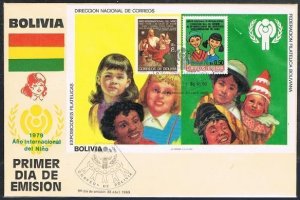 Bolivia 629/599 sheet,FDC. Mi Bl.97. Year of Child IYC-1979. Jesus,children.1980
