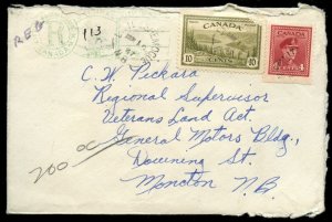 ?greenink LITTLE SHEMOGUE,N.B. Keyhole Registration handstamp 1947 cover Canada