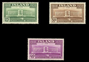 Iceland #209-211 Cat$40, 1938 20th Anniversary of Independence, set of three,...