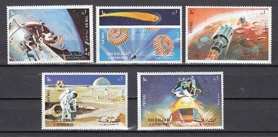 Sharjah, Mi cat. 982-986 A. Apollo 16 issue.