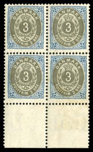 Denmark #41b Cat$96+, 1884 3o blue and gray, inverted frame, bottom margin bl...