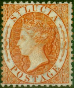 St Lucia 1864 (1s) Orange SG14b Fine Unused (2)