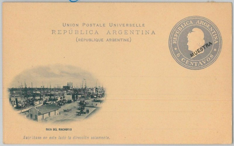 52217  ARGENTINA: PICTURE POSTAL STATIONERY CARD overprinted MUESTRA  H & G# 17A