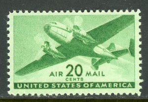 USA 1941 Airmail 20¢ Green Propeller Engine Plane Scott C29 MNH X668