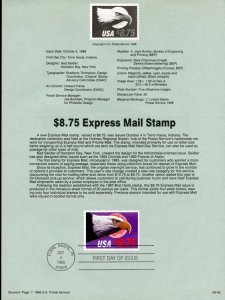 US 2394 Express Mail $8.75 Eagle & Moon First Day Souvenir Page