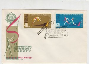 Poland 1962 European Championships Polevaulter Slogan 2xStamps FDC Cover Rf25600 