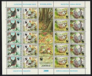 Yugoslavia Birds WWF Partridges Sheetlet of 5 strips 2000 MNH SC#2479 a-d