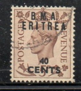 Great Britain  ERITREA Sc  6 1948 40c on 5d G VI stamp used