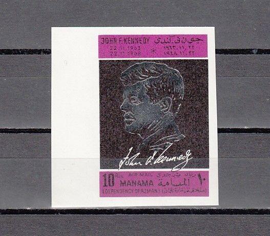 Manama, Mi cat. 113 B. President John Kennedy, IMPERF issue.