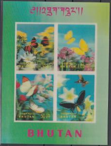 XG-Z071 BHUTAN - Butterflies, 1968 Nature, Flowers, 3D MNH Sheet