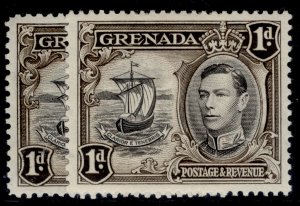 GRENADA GVI SG154 + 154b, 1d PERF VARIETIES, M MINT.