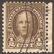 US  551 Used 1925 1/2c ol brn Nathan Hale