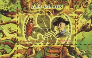 Congo Bird Owl Lord Robert Baden Powell Souvenir Sheet of 2 Stamps Mint NH