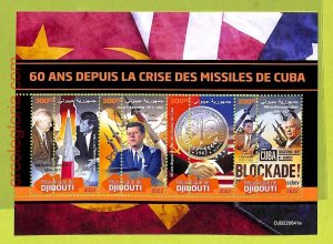 B0269 - DJIBOUTI - MISPERF ERROR Stamp Sheet - 2022 - Military KENNEDY Missiles-