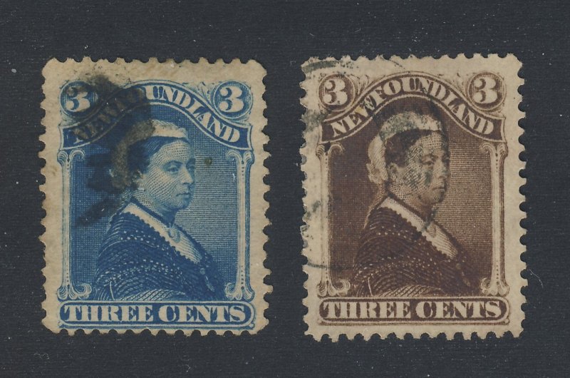 2x Newfoundland Used Stamps; # 49-3c F & #51-3c F/VF  Guide Value = $20.00