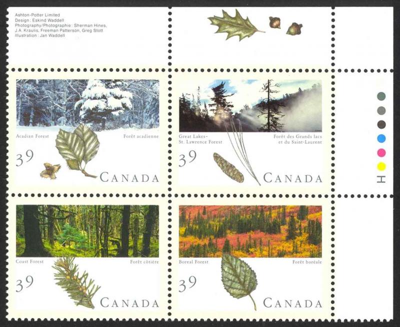 Canada Sc# 1286a MNH PB UR 1990 39¢ Forests of Canada