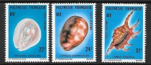 FRENCH POLYNESIA SG268/70 1978 AIR SEA SHELLS MNH