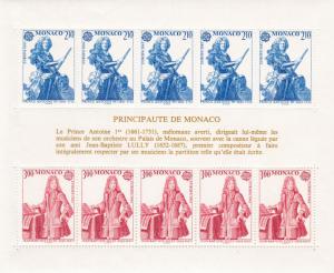 Monaco 1985 Europa Sheet Prince Antoine  VF/NH(**)