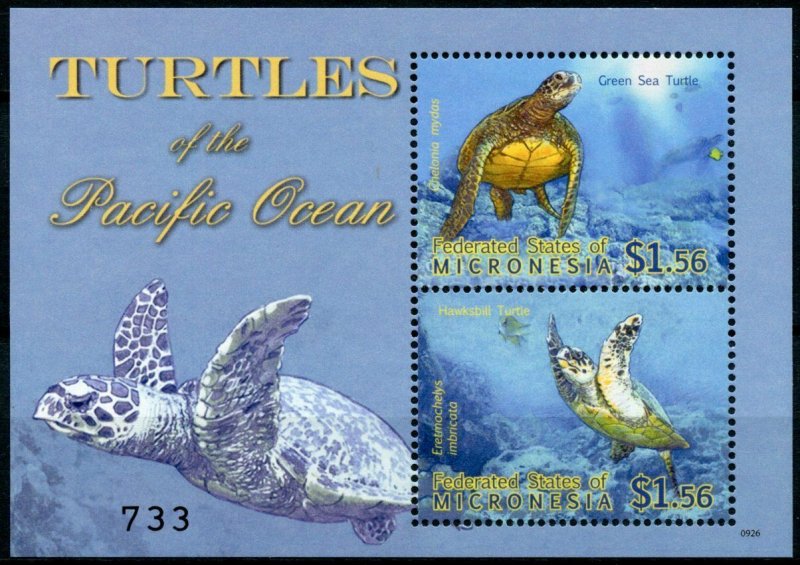 Micronesia Stamps 2009 MNH Turtles of Pacific Green Sea Hawksbill Turtle 2v S/S