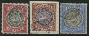 Antigua 1903 1d, 2d, and 2 1/2d CDS used