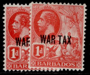 BARBADOS GV SG197-198, 1917-18 WAR TAX set, NH MINT.