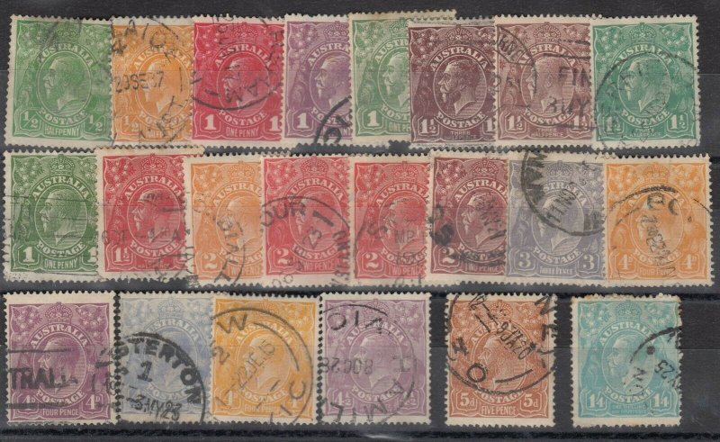 Australia 1914/24 KGV Heads Collection To 1s 4d SG20/81 Fine Used J7933