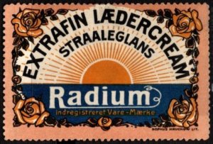 Vintage Denmark Poster Stamp R. Agerskov Radium Leather Creme Unused