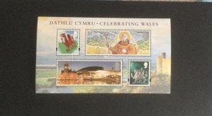 MS W147 GB Wales regional Mint minisheet. 2009. Celebrating Wales MNH