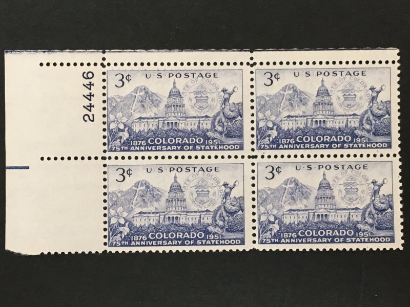 Scott # 1001 Colorado Statehood, MNH Plate Block of 4