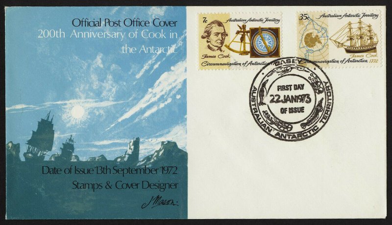 wc004 Australian Antarctic Territory James Cook 200th Anniv. FDC Jan 3 1973