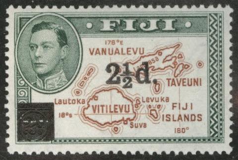 FIJI Scott 136 MH* 1941 KGV surcharged stamp