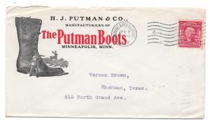 $ US Shoe Cover, Minneapolis, Minn., 1/2/1908, The Putman Boots