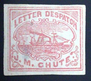 Letter Despatch J.M.Chute - Bogus 1 - a. on white paper red - Thin