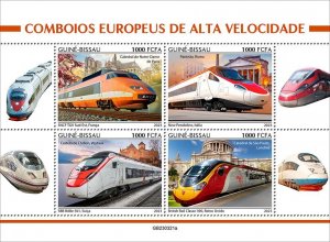 GUINEA BISSAU - 2023 - European H S Trains - Perf 4v Sheet - Mint Never Hinged